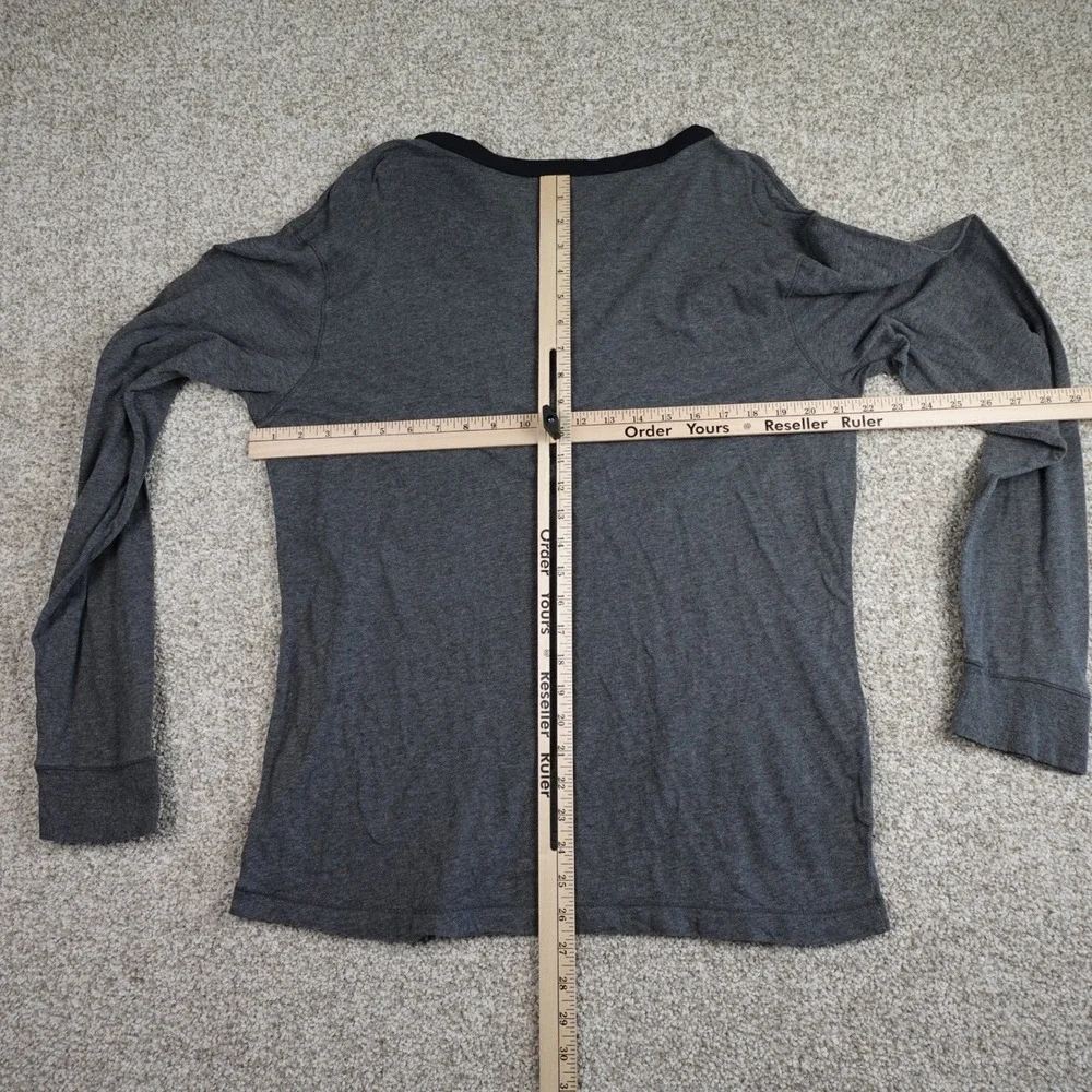 Old Navy Mens Gray Heather Long Sleeve V-Neck T-Shirt Large Contrast Trim Cotton